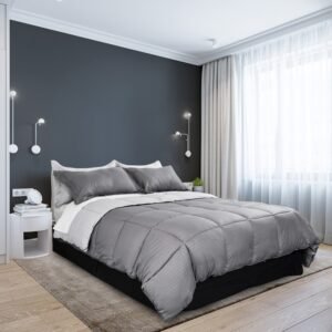 Acolchado Edredon EcoDown Reversible, Gris claro/ Gris oscuro