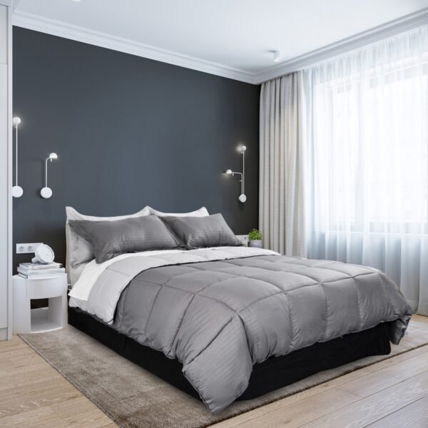 Acolchado Edredon EcoDown Reversible, Gris claro/ Gris oscuro